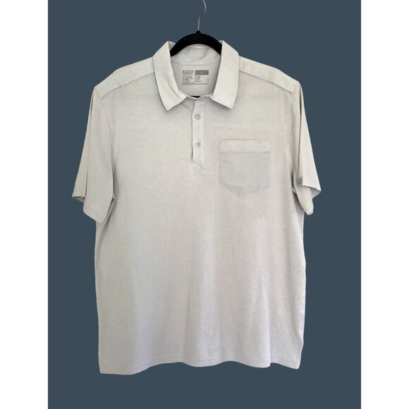 5.11 TACTICAL - MENS LIGHT GREY POLO SHORT SLEEVE SHIRT SIZE LARGE - Picture 1 of 6